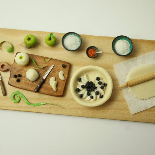 Miniature Apple and Blackberry Pie making scene