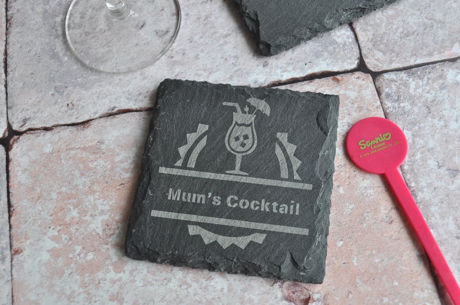 Personalised Cocktail Slate Coaster