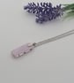 Handmade Light Pink and Black Fused Glass Pendant with Stainless Steel Chain - Image 6