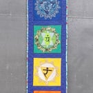 Large Seven Chakra Wall Hanging, Applique, Quilted, Fabric. Meditation, Yoga, 