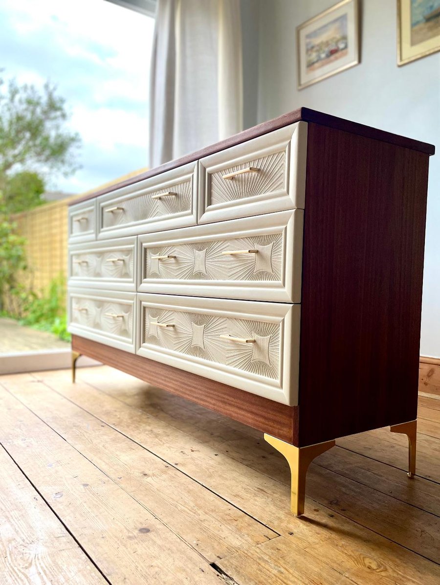 Stunning Hand Painted Vintage G-Plan Chest of Drawers, Sideboard