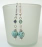 Handmade green fire agate & crystal earrings - Image 3