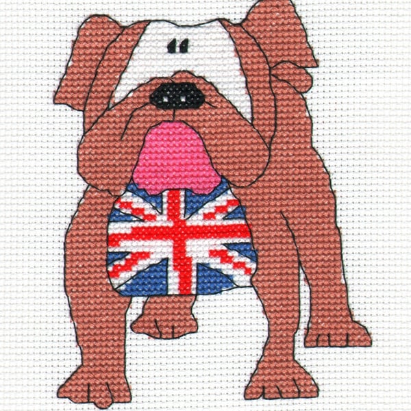Bang on the door - mini British Bulldog cross stitch chart
