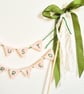 Custom Just Married Wedding Cake Toppers - Handmade Embroidered Bunting Pennant  - Image 4