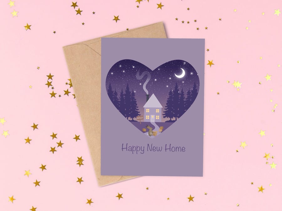 Happy New Home Greeting Card, Moving Card.