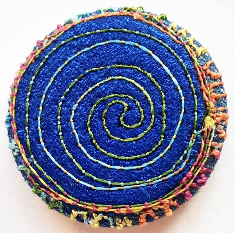 Buttons 1 inch button Hand Dyed Silks and Cottons Free Machine Embroidery Button