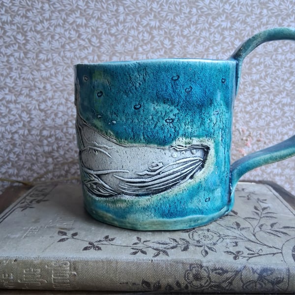 Ceramic handmade coffee mug blue