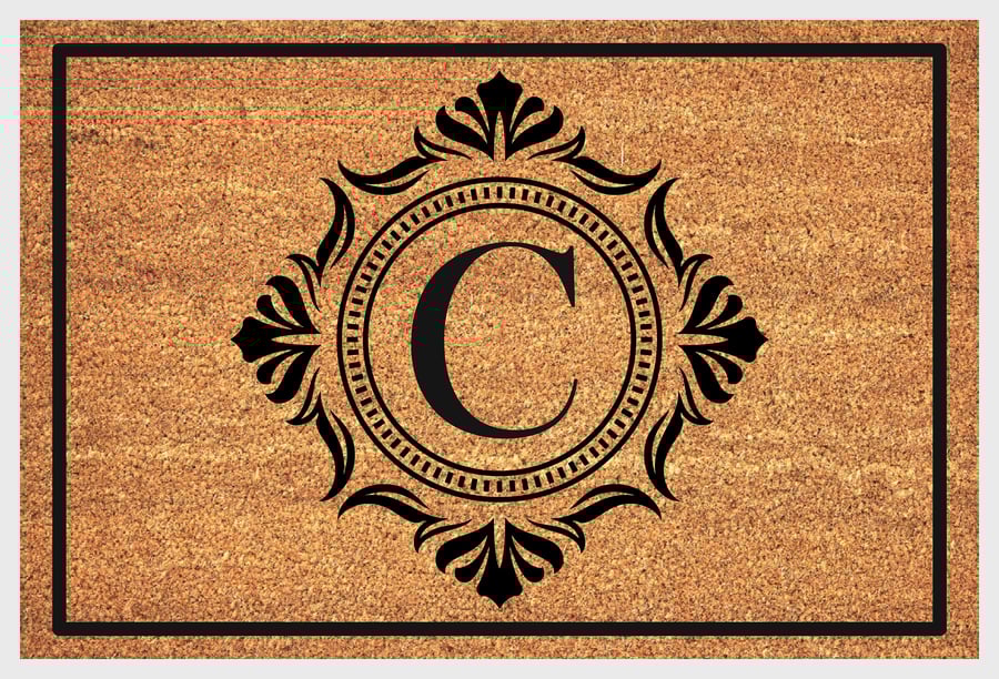 C Letter Door Mat - Monogram Letter C Welcome Mat - 3 Sizes