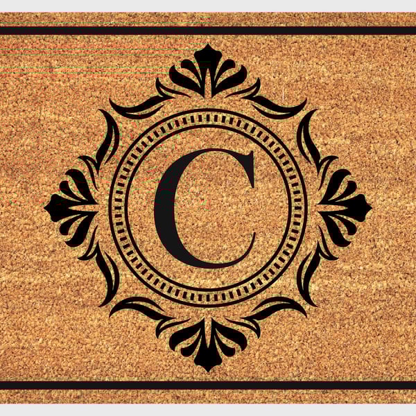 C Letter Door Mat - Monogram Letter C Welcome Mat - 3 Sizes