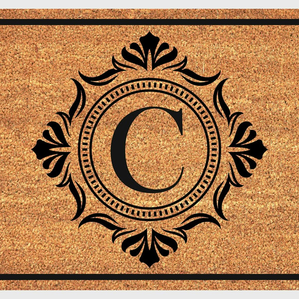 C Letter Door Mat - Monogram Letter C Welcome Mat - 3 Sizes