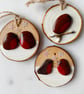Set of three Pebble Robin hanging wood slice  - Image 1