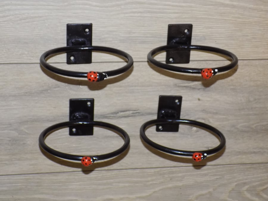 4 x Ladybird Plant Pot Ring Holders..............Hand Crafted 