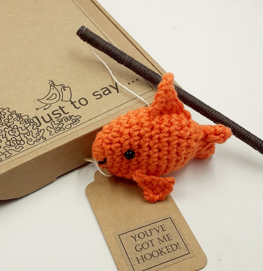 Crochet  Fishing Rod Decoration - Alternative to a Greetings Card