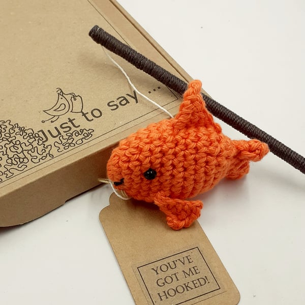 Crochet  Fishing Rod Decoration - Alternative to a Greetings Card