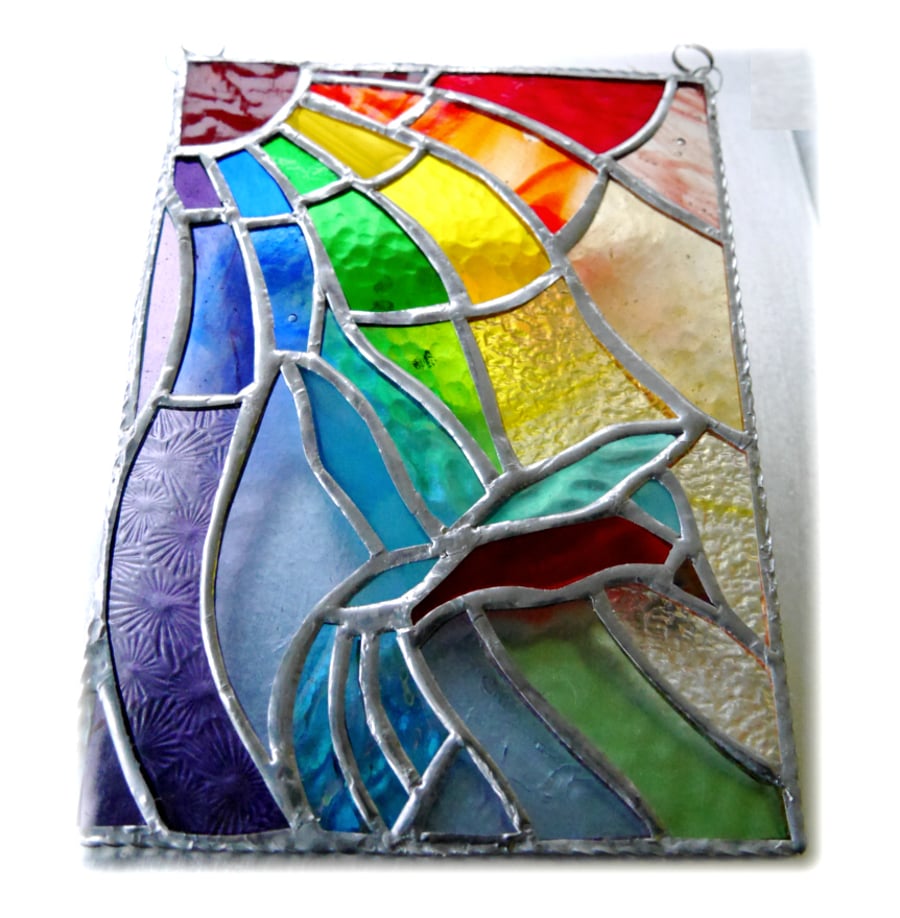 Kingfisher Rainbow Panel Stained Glass Suncatcher 015
