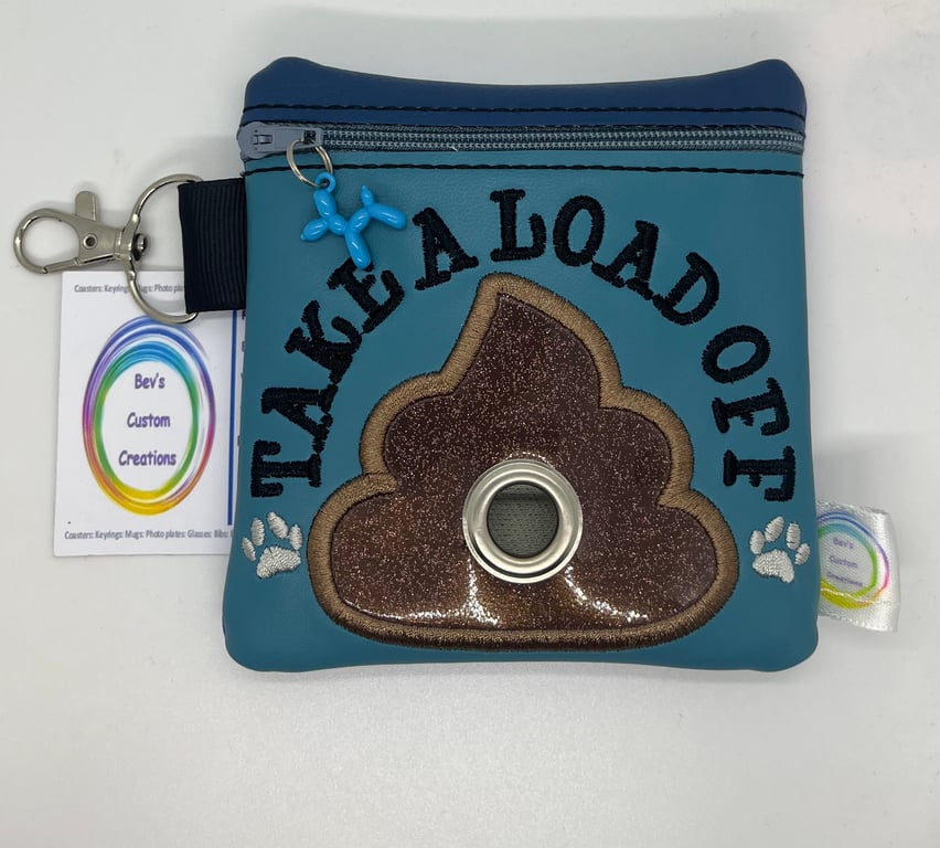 Take a load off, Embroidered Poo bag dispenser, multi