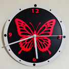 Butterfly Red wall clock