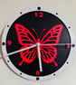 Butterfly Red wall clock