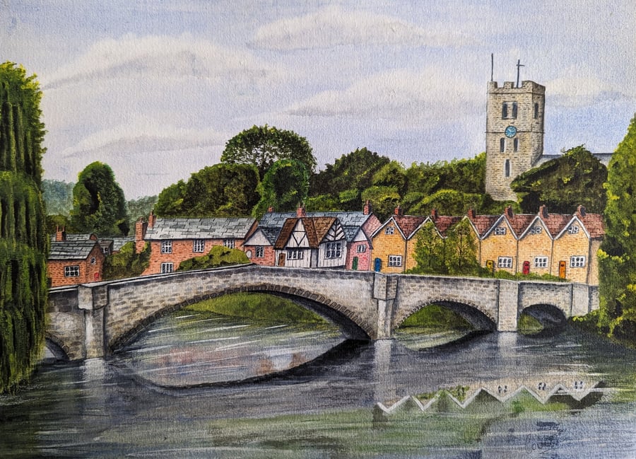 Aylesford River Medway Bridge Kent. A4 print watercolour print