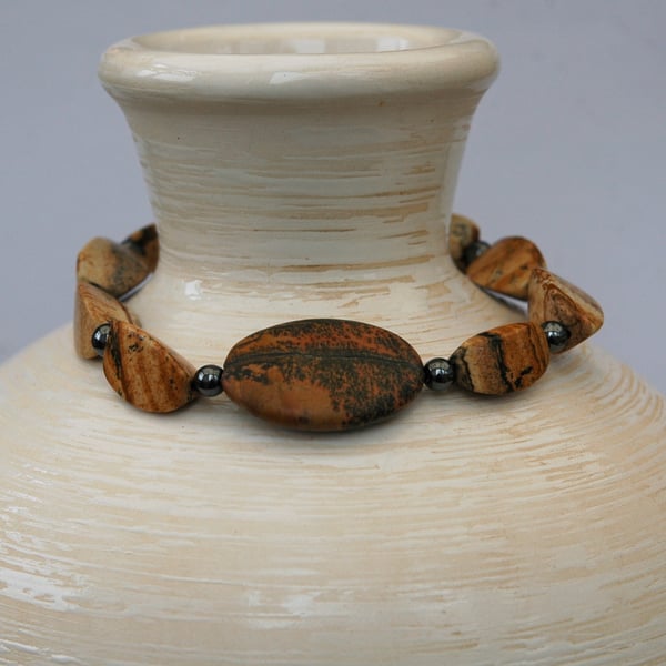 Picture Jasper and Haematite Stretch Bracelet