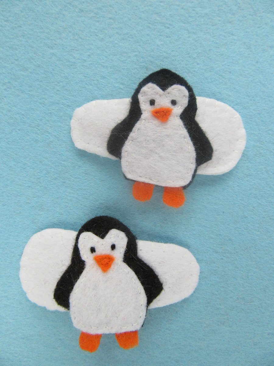 Penguin hair clips, Christmas eve box ideas, stocking fillers, gifts for toddler