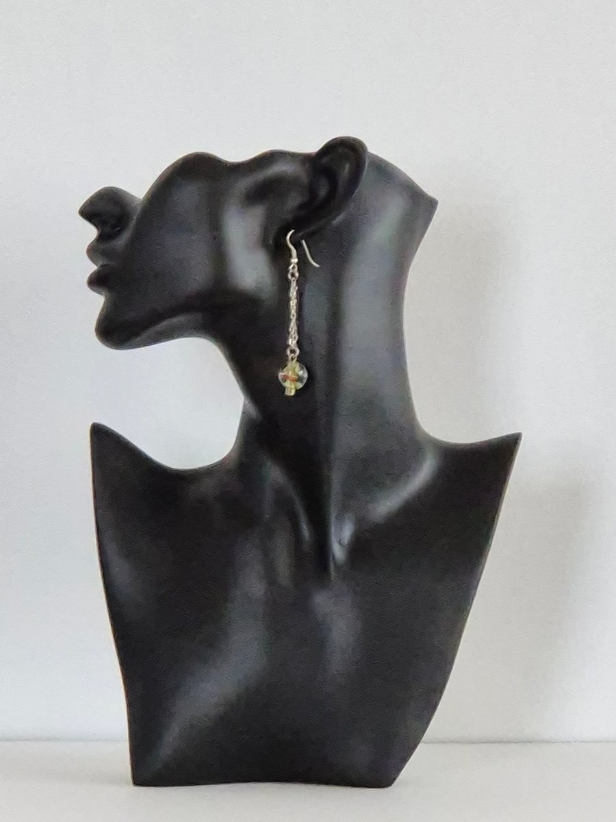 Handcrafted marble and chain drop earrings