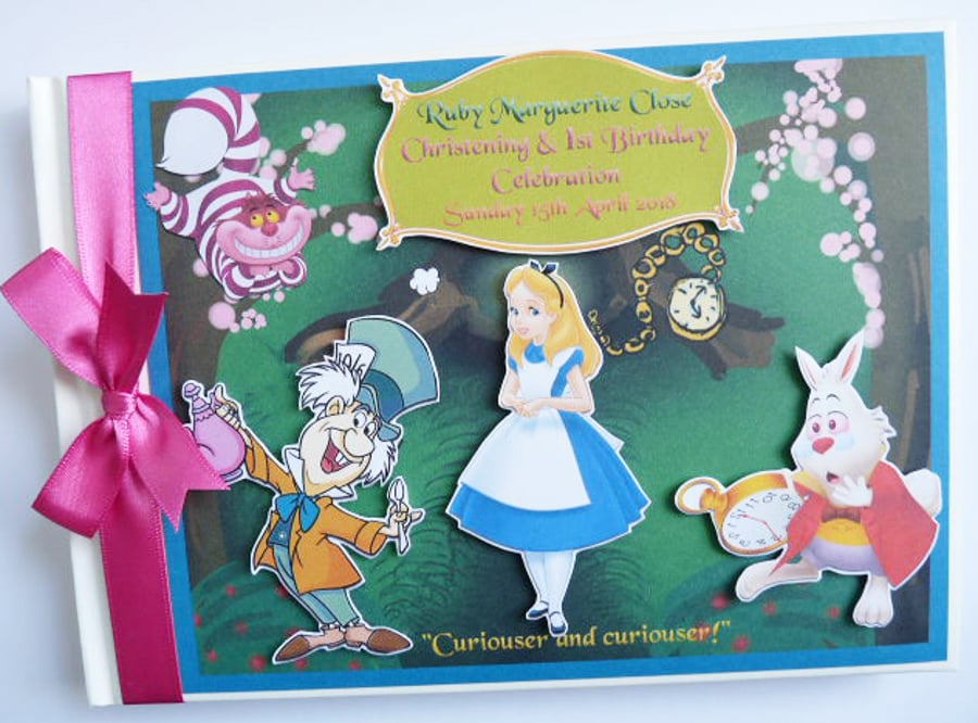 Alice in Wonderland Birthday Guest Book, Alice in Wonderland party gift