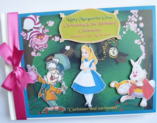 Alice in Wonderland Birthday Guest Book, Alice in Wonderland party gift
