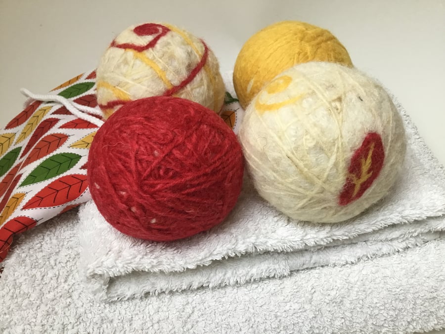 Felted wool tumble dryer balls - autumn colours