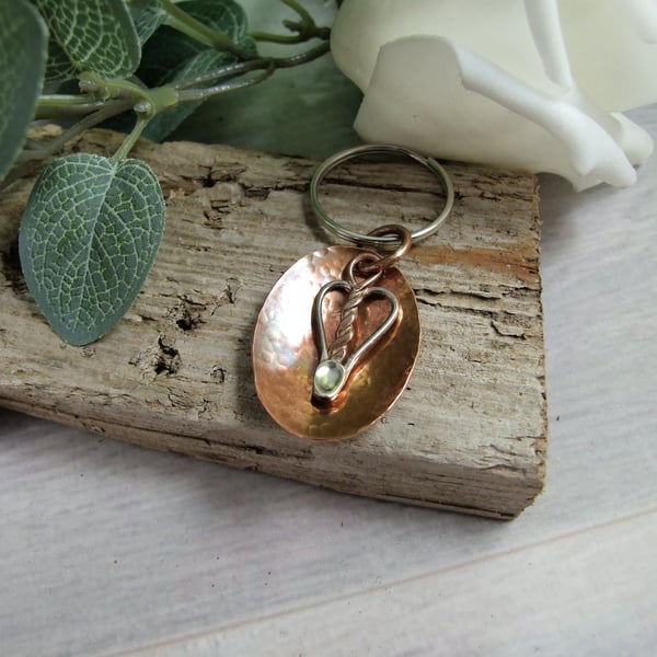 Welsh Love Spoon Key Ring, Sterling Silver and Copper Bag Charm