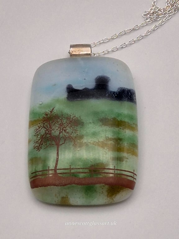 Durham Cathedral, Fused Glass Pendant with Sterling Silver Findings