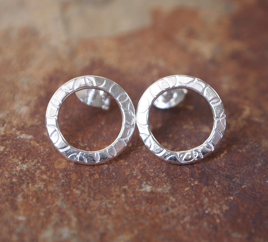 Round Argentium Silver Stud Earrings