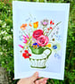 Green flower jug,  print from original artwork. A3, A4 available.  - Image 1