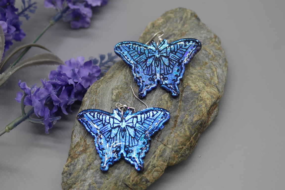 Butterfly Earrings, Statement Earrings, Resin Earrings, Resin Butterfly, 