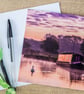 River Thames Blank Greetings Card sunrise houseboat narrowboat canal boat swan - Image 2
