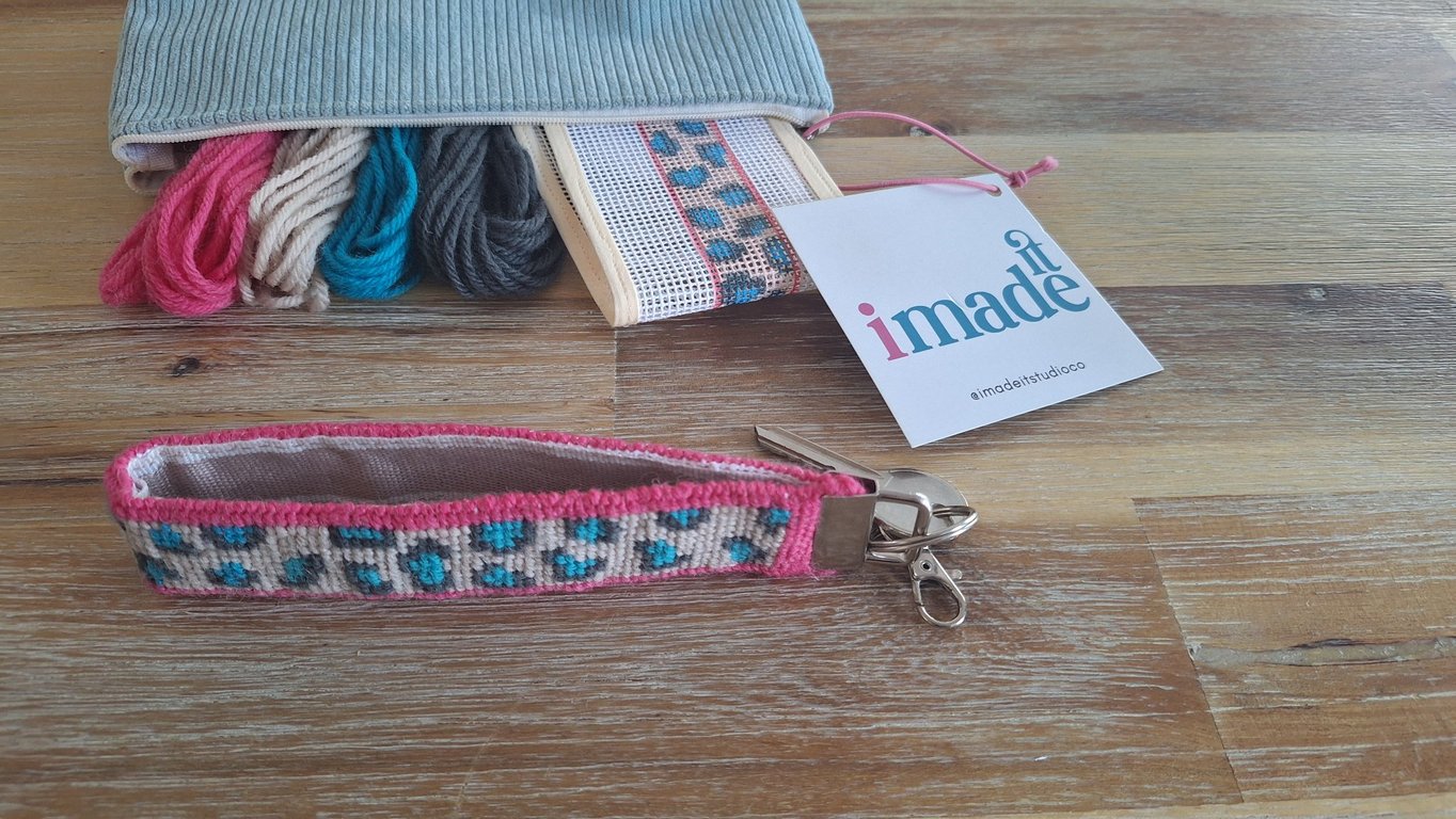 Leopard Print Needlepoint Key Fob Kit – Beginner Bag Charm Craft Kit