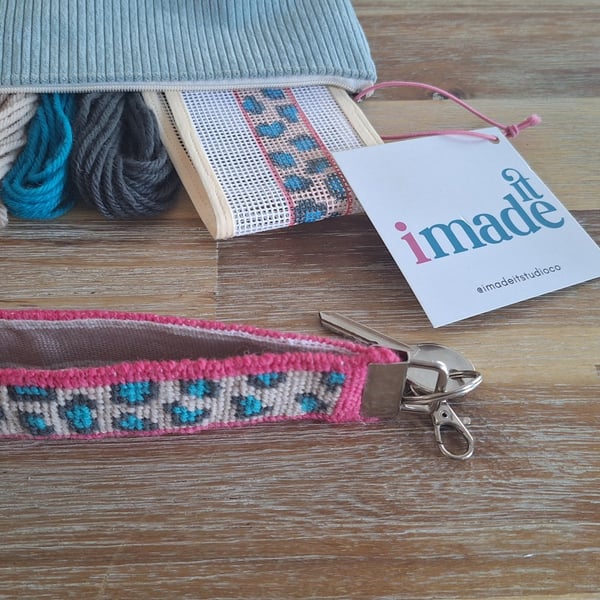 Leopard Print Needlepoint Key Fob Kit – Beginner Bag Charm Craft Kit