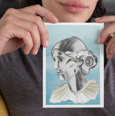 'Iconic' card printed from handmade collage 