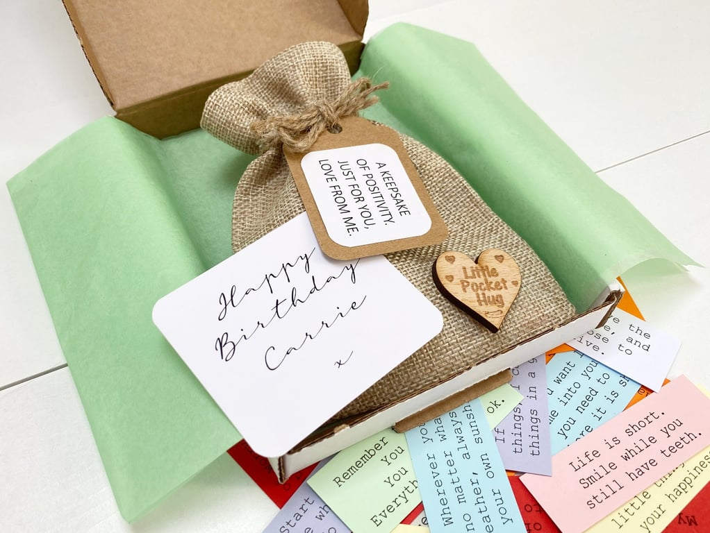 Positivity Keepsake Quote Bag, 40 Quotes Affirmations, Self Care Pick Me Up