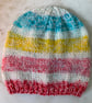 Striped baby beanie, hand knitted. 0-3 months - Image 1