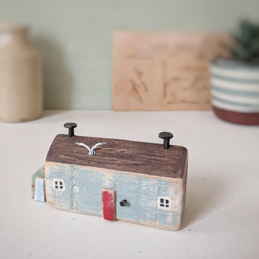 Little Handmade Wooden House with Teeny Shed