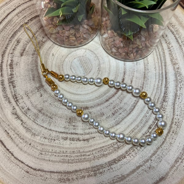 Pearl Bead Bracelet Strap Lanyard