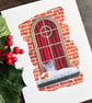 Cat christmas card, grey tabby card, funny cat card, card for cat lover