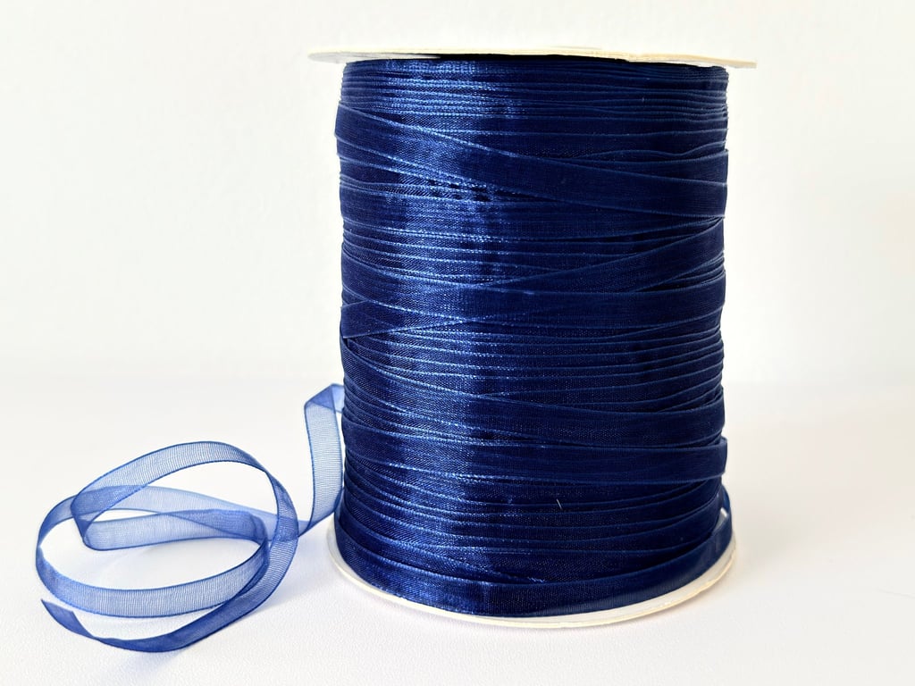6mm Navy Blue Organza Ribbon, Craft Projects, Wedding Supplies - 10m 20m 40m