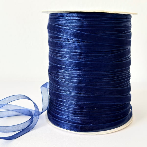 6mm Navy Blue Organza Ribbon, Craft Projects, Wedding Supplies - 10m 20m 40m