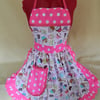 Vintage 50s Style Full Apron Pinny - Bright Pink - Cupcake WITH FREE GIFT