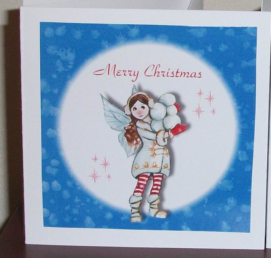 Christmas cards, Fairy with snowballs