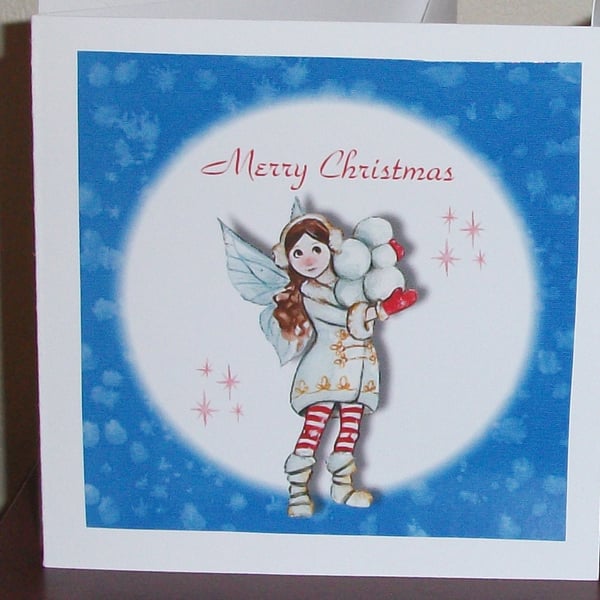 Christmas cards, Fairy with snowballs