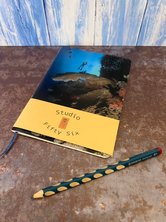 Notebook, Marine themed, A5 (ish), made from up-cycled and recycled materials.