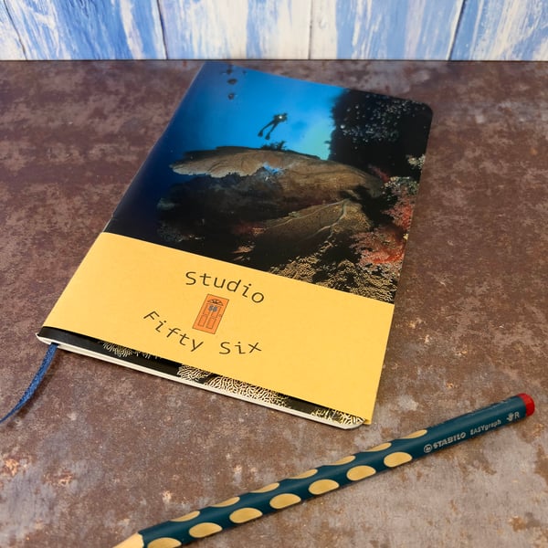 Notebook, Marine themed, A5 (ish), made from up-cycled and recycled materials.
